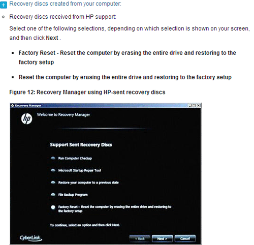 Screenshot from support disc sent by manufacturer